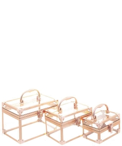 3IN1 Metal Clear Cosmetic Box Set CO-560 GOLD